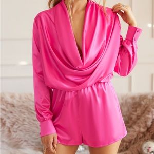 🆕 Satin Long Sleeve Romper NWT